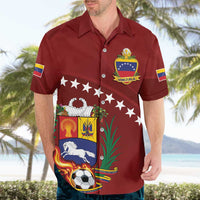 Venezuela Football Custom Hawaiian Shirt La Vinotinto Red Wine Coat of Arms