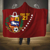 Venezuela Football Custom Hooded Blanket La Vinotinto Red Wine Coat of Arms