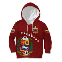 Venezuela Football Custom Kid Hoodie La Vinotinto Red Wine Coat of Arms
