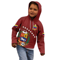 Venezuela Football Custom Kid Hoodie La Vinotinto Red Wine Coat of Arms