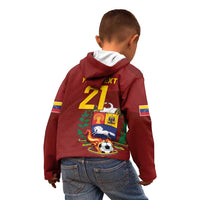 Venezuela Football Custom Kid Hoodie La Vinotinto Red Wine Coat of Arms