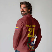 Venezuela Football Custom Long Sleeve Polo Shirt La Vinotinto Red Wine Coat of Arms
