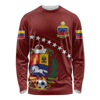 Venezuela Football Custom Long Sleeve Shirt La Vinotinto Red Wine Coat of Arms