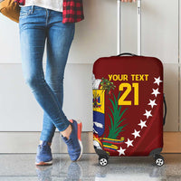 Venezuela Football Custom Luggage Cover La Vinotinto Red Wine Coat of Arms