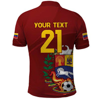 Venezuela Football Custom Polo Shirt La Vinotinto Red Wine Coat of Arms