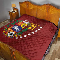 Venezuela Football Custom Quilt La Vinotinto Red Wine Coat of Arms