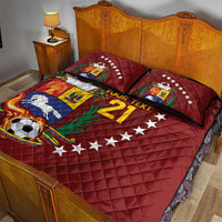 Venezuela Football Custom Quilt Bed Set La Vinotinto Red Wine Coat of Arms LT9