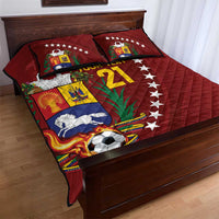 Venezuela Football Custom Quilt Bed Set La Vinotinto Red Wine Coat of Arms LT9