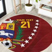 Venezuela Football Custom Round Carpet La Vinotinto Red Wine Coat of Arms