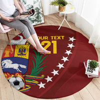 Venezuela Football Custom Round Carpet La Vinotinto Red Wine Coat of Arms