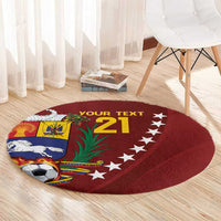 Venezuela Football Custom Round Carpet La Vinotinto Red Wine Coat of Arms