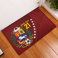Venezuela Football Custom Rubber Doormat La Vinotinto Red Wine Coat of Arms LT9