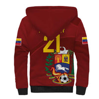 Venezuela Football Custom Sherpa Hoodie La Vinotinto Red Wine Coat of Arms