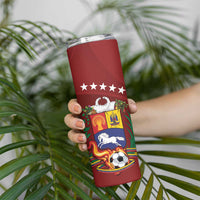 Venezuela Football Custom Skinny Tumbler La Vinotinto Red Wine Coat of Arms