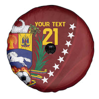 Venezuela Football Custom Spare Tire Cover La Vinotinto Red Wine Coat of Arms