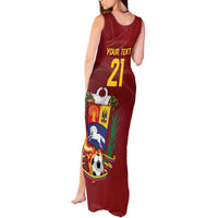 Venezuela Football Custom Tank Maxi Dress La Vinotinto Red Wine Coat of Arms