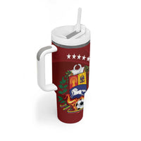 Venezuela Football Custom Tumbler With Handle La Vinotinto Red Wine Coat of Arms