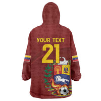 Venezuela Football Custom Wearable Blanket Hoodie La Vinotinto Red Wine Coat of Arms