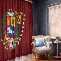 Venezuela Football Custom Window Curtain La Vinotinto Red Wine Coat of Arms LT9