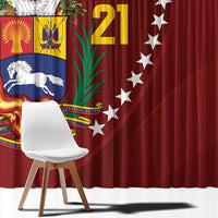 Venezuela Football Custom Window Curtain La Vinotinto Red Wine Coat of Arms LT9