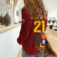 Venezuela Football Custom Women Casual Shirt La Vinotinto Red Wine Coat of Arms