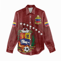 Venezuela Football Custom Women Casual Shirt La Vinotinto Red Wine Coat of Arms