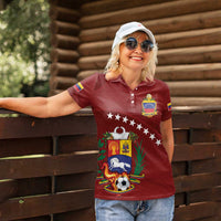 Venezuela Football Custom Women Polo Shirt La Vinotinto Red Wine Coat of Arms