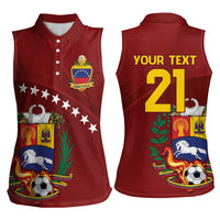 Venezuela Football Custom Women Sleeveless Polo Shirt La Vinotinto Red Wine Coat of Arms