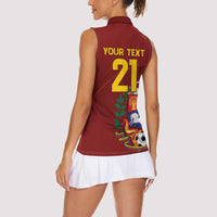 Venezuela Football Custom Women Sleeveless Polo Shirt La Vinotinto Red Wine Coat of Arms