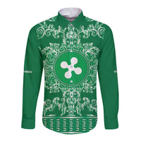 Personalized Italy Lombardy Long Sleeve Button Shirt Baroque Motif