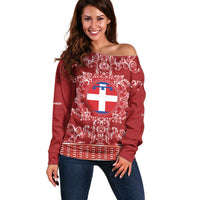 Personalized Italy Piedmont Off Shoulder Sweater Baroque Motif
