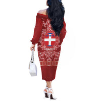 Personalized Italy Piedmont Off The Shoulder Long Sleeve Dress Baroque Motif