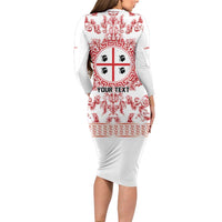 Personalized Italy Sardinia Long Sleeve Bodycon Dress Baroque Motif
