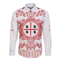 Personalized Italy Sardinia Long Sleeve Button Shirt Baroque Motif