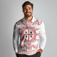 Personalized Italy Sardinia Long Sleeve Polo Shirt Baroque Motif