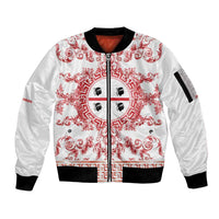 Personalized Italy Sardinia Sleeve Zip Bomber Jacket Baroque Motif