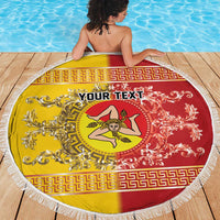 Personalized Italy Sicily Beach Blanket Baroque Motif