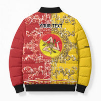 Personalized Italy Sicily Bomber Puffer Jacket Baroque Motif