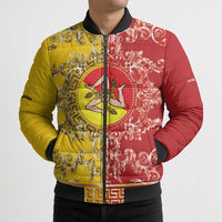 Personalized Italy Sicily Bomber Puffer Jacket Baroque Motif