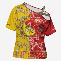 Personalized Italy Sicily Cross Shoulder Shirt Baroque Motif