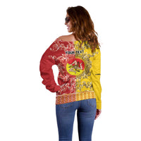 Personalized Italy Sicily Off Shoulder Sweater Baroque Motif