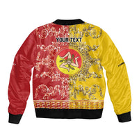 Personalized Italy Sicily Sleeve Zip Bomber Jacket Baroque Motif