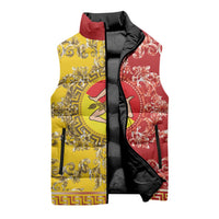 Personalized Italy Sicily Sleeveless Puffer Jacket Baroque Motif