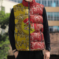 Personalized Italy Sicily Sleeveless Puffer Jacket Baroque Motif