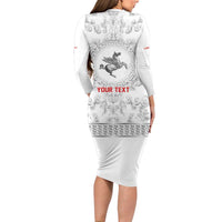 Personalized Italy Tuscany Long Sleeve Bodycon Dress Baroque Motif