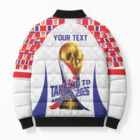 Croatia World Football Personalized Bomber Puffer Jacket Vatreni Take Me To America 2026 White