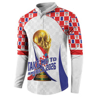 Croatia World Football Personalized Button Sweatshirt Vatreni Take Me To America 2026 White