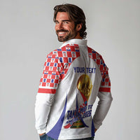 Croatia World Football Personalized Long Sleeve Polo Shirt Vatreni Take Me To America 2026 White