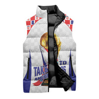 Croatia World Football Personalized Sleeveless Puffer Jacket Vatreni Take Me To America 2026 White
