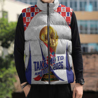 Croatia World Football Personalized Sleeveless Puffer Jacket Vatreni Take Me To America 2026 White